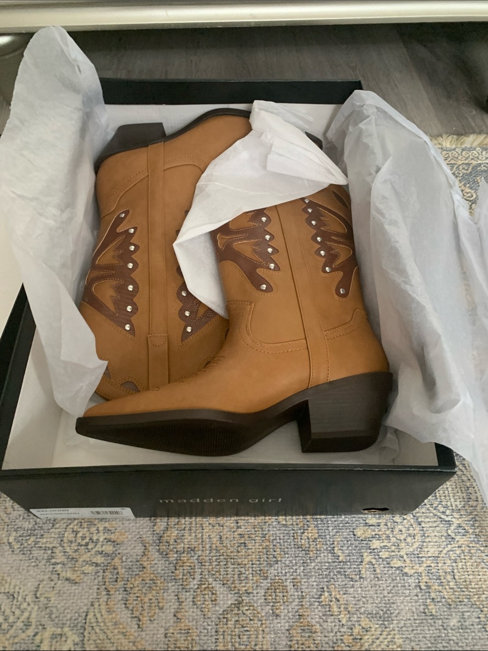 Madden Girl Two-Tone Brown Western Heeled Boot